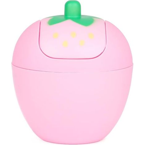 Poubelle de bureau fraise bureau mini poubelle mini balançoire poubelle pour bureau voiture décoration 1518 cm rose 1 pièce