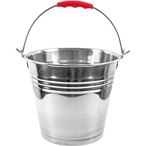 Seaux - Seaux en zinc - Seaux en acier inoxydable - Seaux à lait - Seaux en zinc avec poignées en bois - Seaux à eau de 16, 10, 12, 5 et 7 litres - Seaux à aliments - Seaux à poussins (Seau en acier i (1/5)