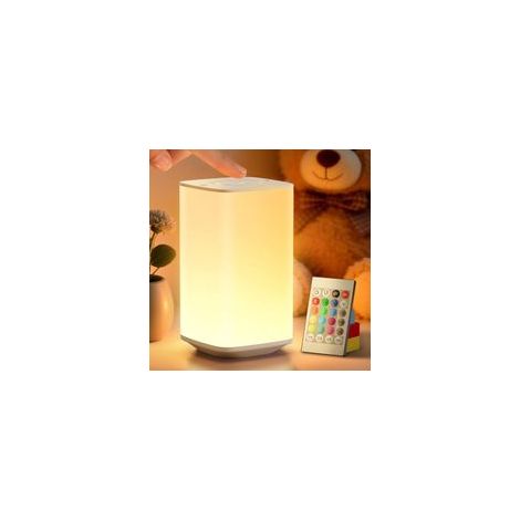 Lampe de Chevet Tactile, Veilleuse Bébé LED avec 256 Couleurs RVB Réglables, Lampe de Nuit avec Minuteur, Rechargeable USB 4000mAh pour Enfant, Crée Ambiance, Chambre Salon Camping