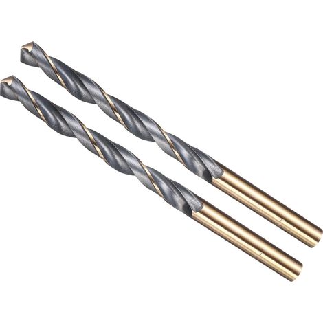 2PCS Foret Hélicoïdal, 7mm Mèche à Creuser Acier Rapide 4341, Tige Droite 118° Finition Noir et Or pour Cuivre Aluminium Bois Plastique Métal, Forets à Métaux de Dureté Moyenne (1/5)