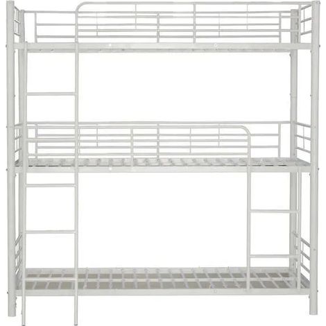 Lit superposé en métal TRIPLE 3 couchages 90x190 cm Blanc (1/5)