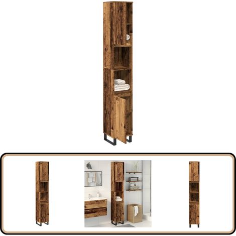 vidaXL Armoire de salle de bain vieux bois 30x30x190cm bois ingénierie