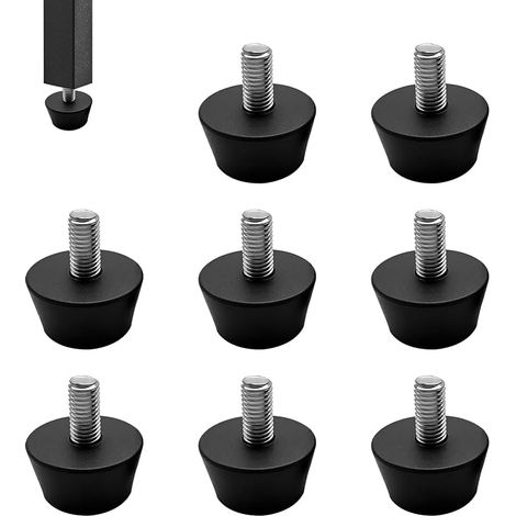 Lot de 8 pieds en caoutchouc à visser - M10 x 32 mm - Coussinets en caoutchouc - Pieds de réglage M10 - Pieds de machine à laver - Vis de réglage pour tables, chaises, machines inclinées (1/5)