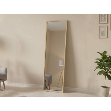 Dmora - Specchio Dragone, Specchiera, Articolo d'arredo a muro, Decorazione con specchio, 50x2h160 cm, Rovere (1/5)