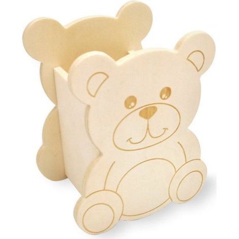 MégaCréa DIY - Pot crayons en bois forme ourson 9,2 x 11,4 x 7 cm