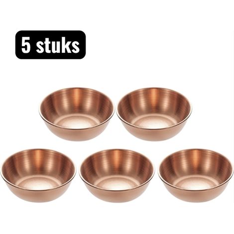 bol à sauce rond en acier inoxydable mini bol petit bol à sauce et épices en acier inoxydable pour fondue barbecue et table or rose lot de 5 bols (1/5)