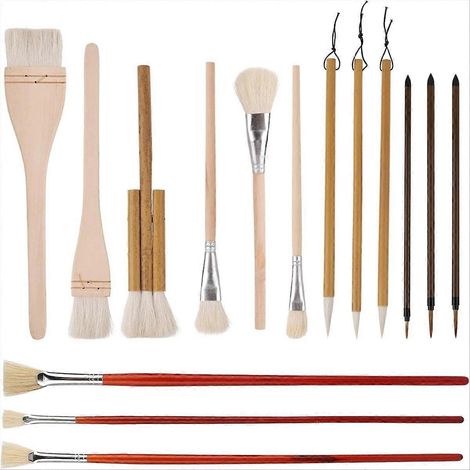 Ensemble de pinceaux pour céramique, pinceaux en bois pour peinture acrylique, outil pour glaçure de poterie (1/5)