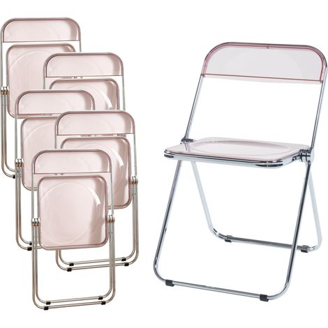 Set de 6 sillas plegables Pornainen transparente 74x46x47cm Rosa [en.casa] (1/5)
