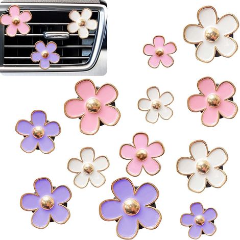 CCYKXA 12 Stück Daisy-Lüftungsschlitzclips, Gänseblümchenförmige Auto-Lufterfrischer zum Aufclipsen, Original Auto-Lufterfrischer für Zuhause und Büro (3 Farben)