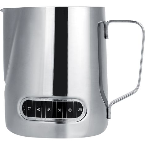Tasse à Vapeur de Lait, Pichet à Mousse de Lait Expresso, Tasse à Mousseur 600 Ml, Pichet à Mousse de Lait en Acier Inoxydable avec Polissage Miroir pour Lait, Expresso, café