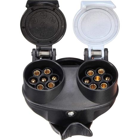 Adaptateur de Conversion Double Prise de remorque, 13 Broches vers 7 Broches, Prise étanche 12 V pour Camping-Cars, camions, remorques, Semi-remorques, caravanes (Noir) (1/5)