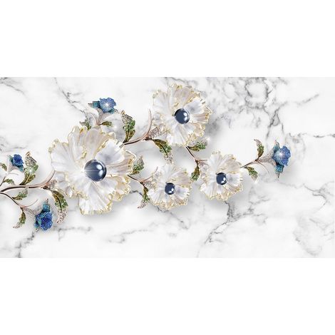 Papier peint panoramique - Fleurs 3D - 130 cm x 70 cm (1/2)