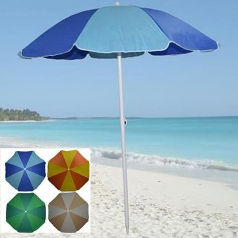 TRADE SHOP - Ombrellone Mare Spiaggia In Tnt Bicolore ø158x192cm Con Snodo Trivella 4 Colori Cm001150 - (1/5)