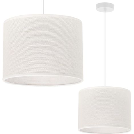 LÁMPARA COLGANTE DE YUTE BLANCO 1 PANTALLA PLANA BLANCA 20CM E27