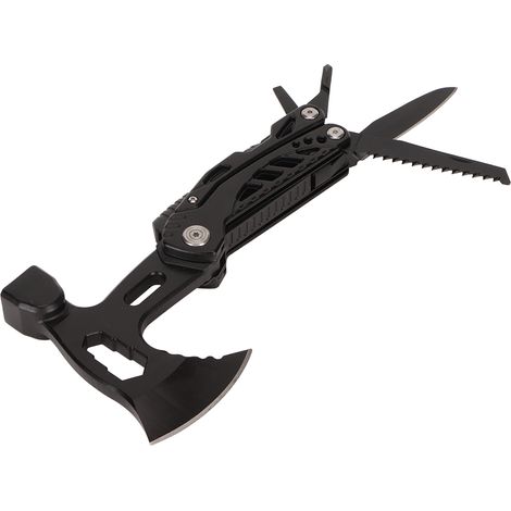 Hachette multifonction pliable avec marteau, silex, sifflet, tournevis et pince - Outil de survie portable pour camping, randonnée et extérieur (1/5)