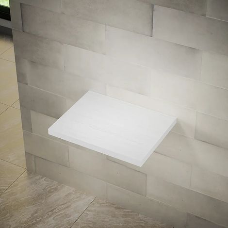 Tablette suspendue pour lavabos à poser de 60 cm blanche effet bois (1/4)