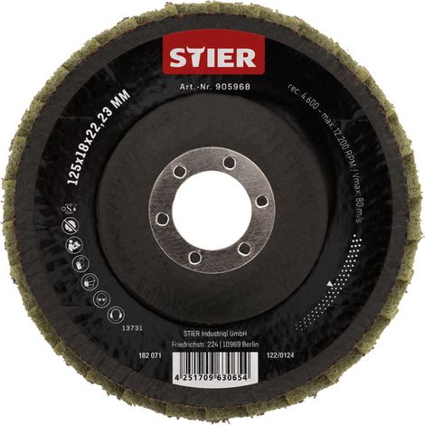 STIER Vlies Fächerschleifscheiben 125 x 18 x 22,23 mm mittel 5 Stk. (1/4)