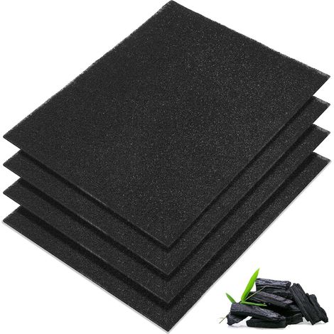 Filtres à Air en Fibre Charbon Actif pour Hotte Cuisine et Ventilateur de Boîte, Améliore la Qualité de L'air Intérieur, pour Fête Estivale, Lot de 4 Feuilles (1/5)