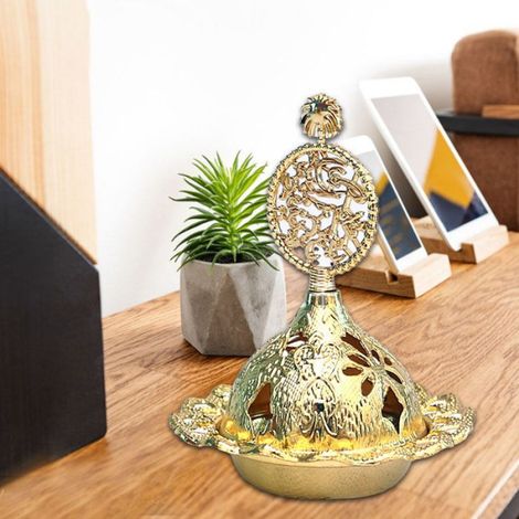 Brleur d’encens vintage Brleur d'encens Vintage exquis, prévention de la rouille, brleur linge statue Cocotier Or (1/5)