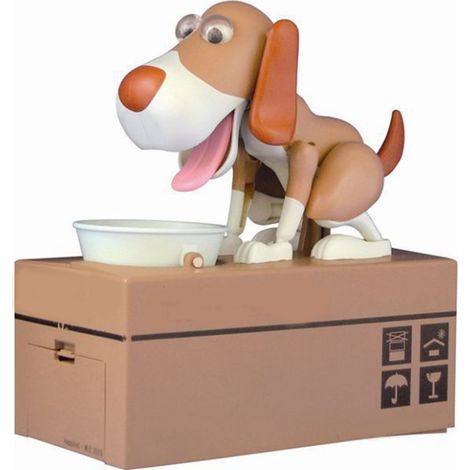 Tirelire chien pour enfants, mignonne et attrayante, banque d'épargne pièces de monnaie décorative marron et blanc, taille unique (1/5)