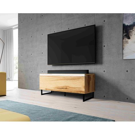 FURNIX Commode TV BARGO 100 sans éclairage LED & pieds réglables Wotan (1/4)
