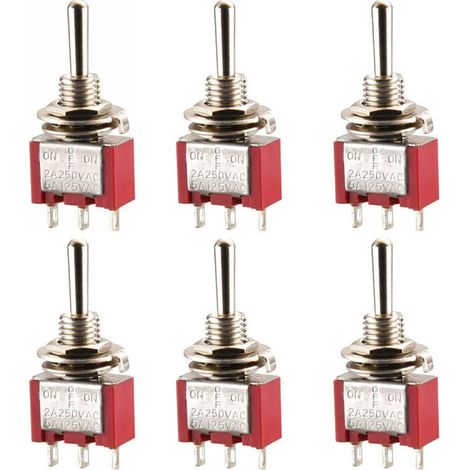 Mini-SPDT-Wippschalter (EIN)-AUS-(EIN) 2A 250V 6 Stück (1/4)