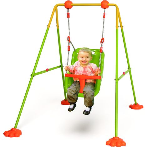 Altalena con sediolino di sicurezza richiudibile in acciaio gioco da giardino Allegra Baby