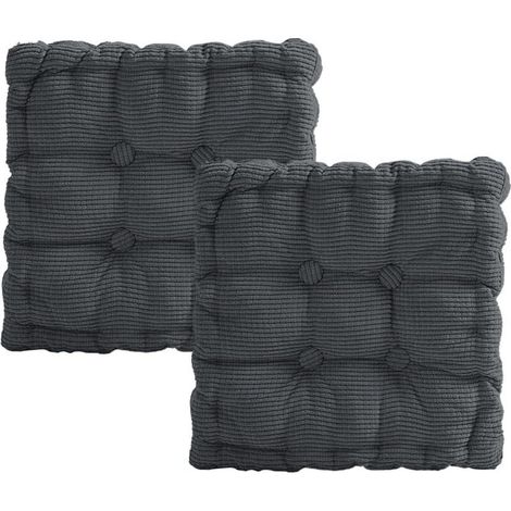 Lot de 2 Coussins de Chaise, 40 x 40 cm Coussin Chaise Épais, Coussin pour Chaise d'Extérieur et d'Intérieur, pour Chaise de Jardin, , Balcon, Salle à Manger (Gris Foncé, Carré) (1/5)