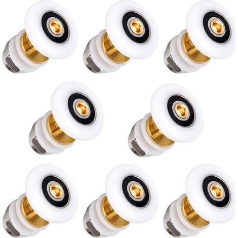 Roulette Porte Coulissante Douche 20mm en Laiton Roulette Douche de Rechange pour Rouleau pour Remplacement de Douche Coulissante Verre Porte Coureurs Rouleaux 8 Pièces