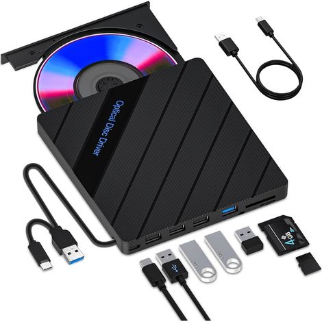 Lecteur CD DVD Externe pour Ordinateur Portable USB 3.0 Type-C Graveur (1/5)