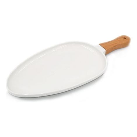 Paletta Vassoio in Porcellana con Manico in Legno Bianco Ovale 26 cm (1/2)