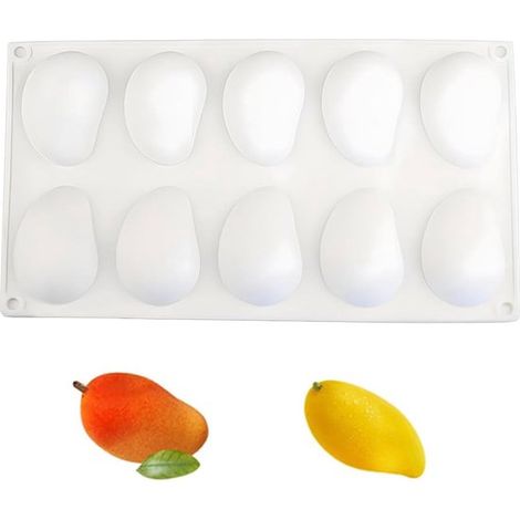 Stampo in silicone per dessert al mango - 10 fori - Flessibile e resistente - Silicone