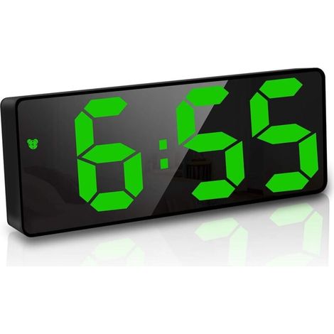 Digitaler Wecker, 17 cm (6,7 Zoll) LED-Spiegel-Digitaluhr, Nachttischwecker, Morgenwecker, Sprachsteuerung/kein Ticken/Schlummerfunktion/Temperaturanzeige/Datums-/Zeitanzeige, einstellbare Helligkeit  (1/3)