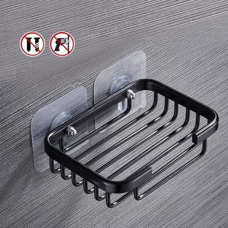 Porte-savon,Égouttoir mural pour salle de bain,étagère de rangement pour douche,vaisselle éponge - Type Black (1/4)