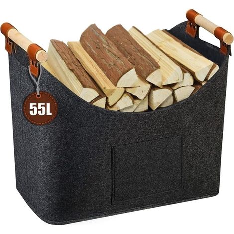 XL Log Basket Felt Basket for Extra Large Firewood Felt as Shopping Basket, Wood, Newspaper or Firewood (1/4)
