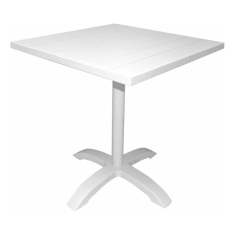 Tavolo bianco in alluminio con piano a listelli 70x70 cm MALIGI HOME MG/NOCE Bianco - Alluminio