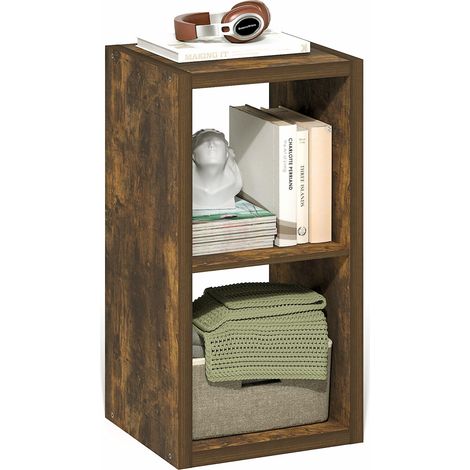 Étagère, Bibliothèque À 2 Cubes avec Structure Épaisse, Réversible Horizontalement Et Verticalement, Dos Ouvert, Idéale pour Le Salon, La Chambre Ou Le Bureau, Couleur Pin Ambré. (1/5)