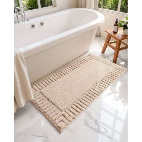 Tappetino antiscivolo da bagno 50 x 80 cm, realizzato in microfibra assorbente e morbida, lavabile in lavatrice. (1/5)