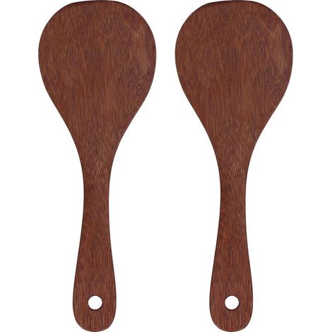 2 Pcs Pelle à Riz en Bois Naturel - Cuillère de Service pour Cuiseur à Riz, Idéale pour Mélanger et Servir (1/5)