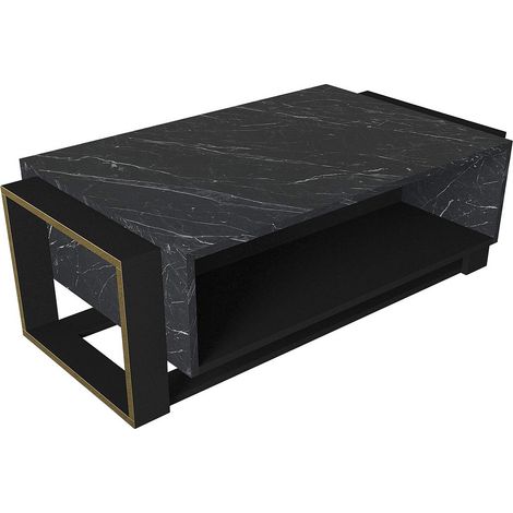 Tavolino con 1 nicchia Effetto marmo Nero e Dorato - COMEBI