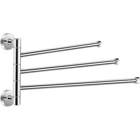 Porte-serviettes pivotant mural 3 bras en acier inoxydable porte-serviettes rotatif pliable salle de bain cuisine porte-serviettes (3 pôles)