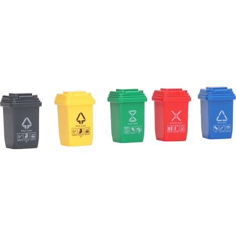 25 Mini-Mülleimer-Spielzeug, klein, in verschiedenen Farben, aus Kunststoff, ideal für Puppenhäuser im Maßstab 1:12. (1/5)