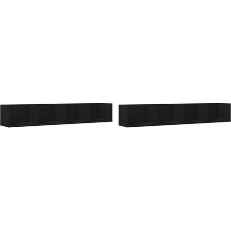 vidaXL Mobili Parete 2 pz Neri 99x18x16,5 cm in Legno Multistrato (1/5)