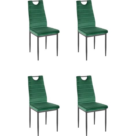 MandyEnsemble de 4 chaises de salle à manger en velours vert foncé (1/5)