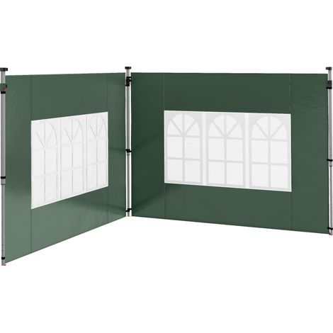 Panneau latéral pour tonnelle 3x3/3x4 m avec fenêtre, étanche, vert, lot de 2