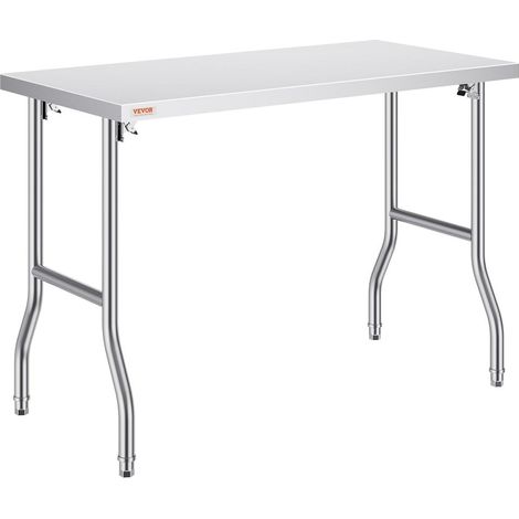 Optimisation de l'Espace Table Pliante Inox sans Montage 4 Pieds Réglables et Charge 100 kg (1/5)