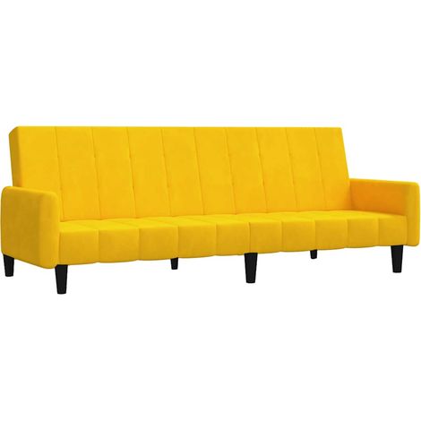 Divano Letto a 2 Posti Giallo in Velluto vidaXL (1/5)