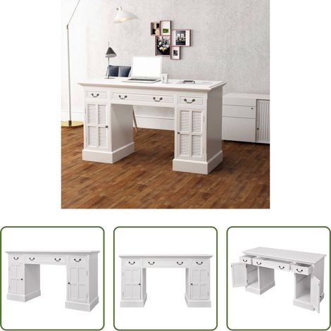 Sekretär - Schreibtisch Sekretär Weiß 140 x 48 x 80 cm (1/5)