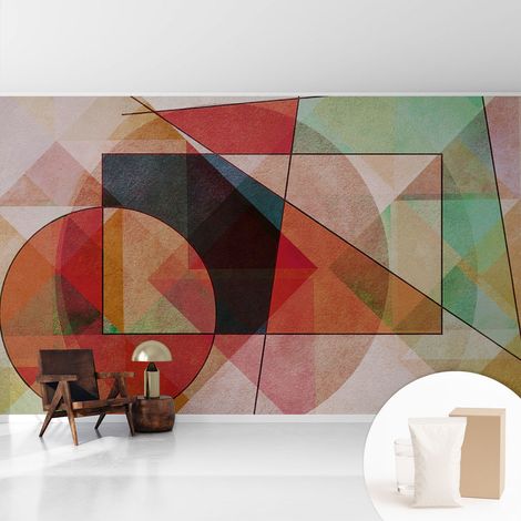 Papier peint intissé mural avec imprimé pour décoration pour salon pour chambre à coucher pour entrée Abstraction géométrique 416x254 cm (1/5)