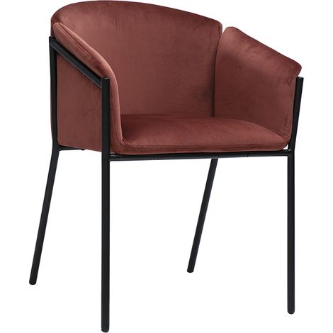 Silla de diseño en terciopelo rojo tomette y metal negro BRIANE